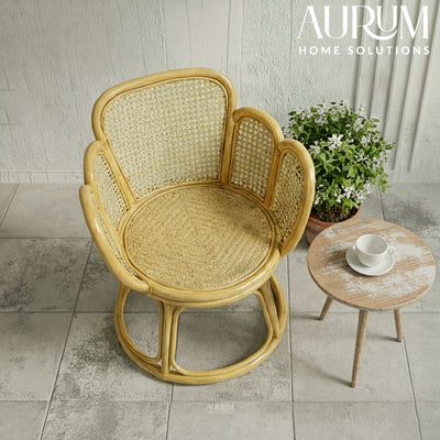 Modern Chair with Rattan Petal Design for Indoor Spaces