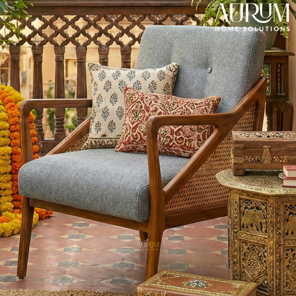 Handcrafted Sheesham Wicker Chair