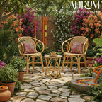 Outdoor Seating for Balcon | Sunbeam Handwoven Outdoor Seating for Balcony & Garden- Rattan Patio Set |