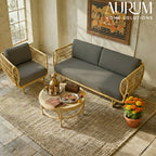 Cane Sofa Set with Curved Rattan Design for Indoor & Outdoor