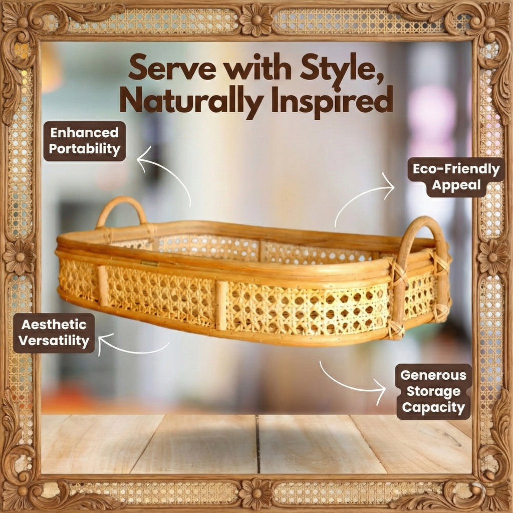 Rattan Tray | Serving Surprise with Cane Handles