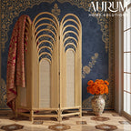 Serene Rattan Room Divider with Folding Panels