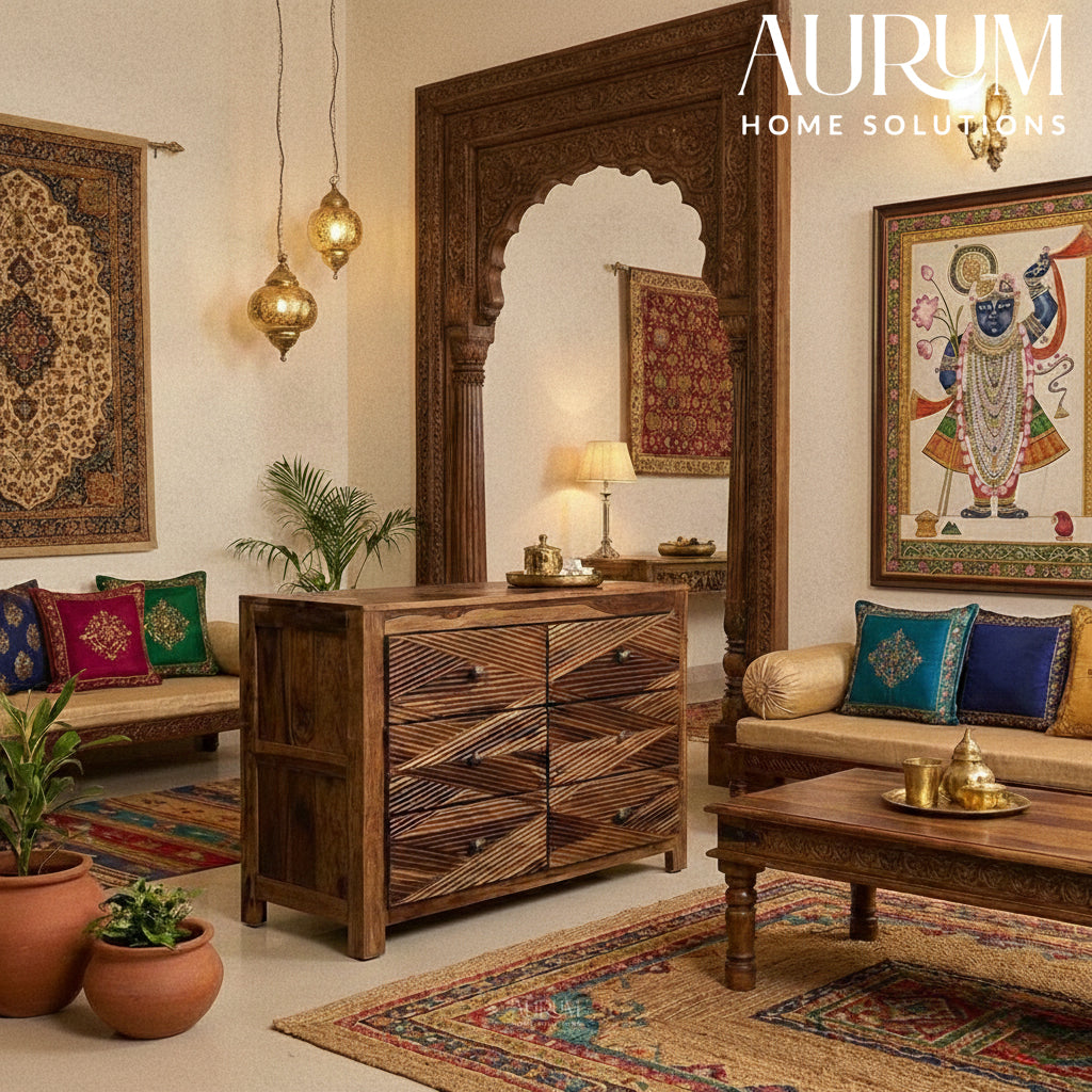 Rustic Allure Sheesham Wood Chest of Drawers