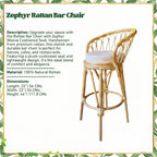 Rattan Bar Chair with Zephyr Weave Cushioned Seat