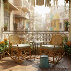 Classic Rocking Chair in Natural Rattan for Indoor & Outdoor