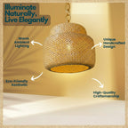 Bamboo Hanging Lamp with Double Decker Design
