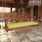 Fusion Flowered Carved Back Sheesham Wood Swing for Home