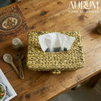 Tissue Box with EcoLoom Handwoven Water Hyacinth Design