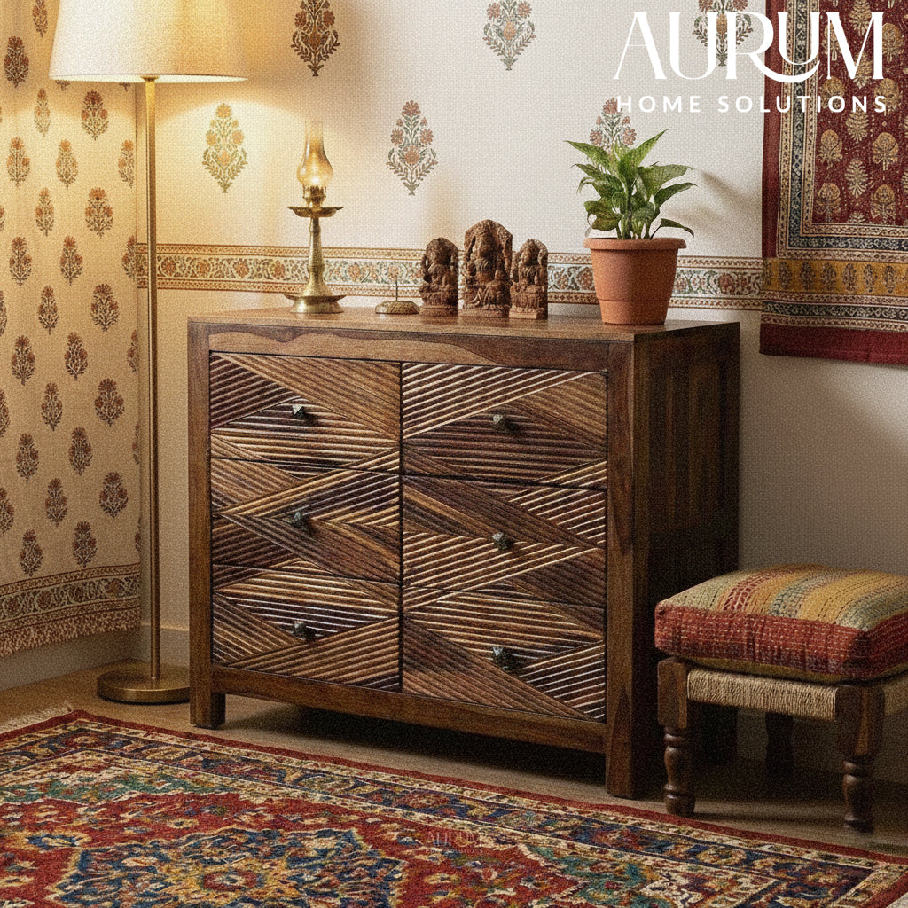 Rustic Allure Sheesham Wood Chest of Drawers