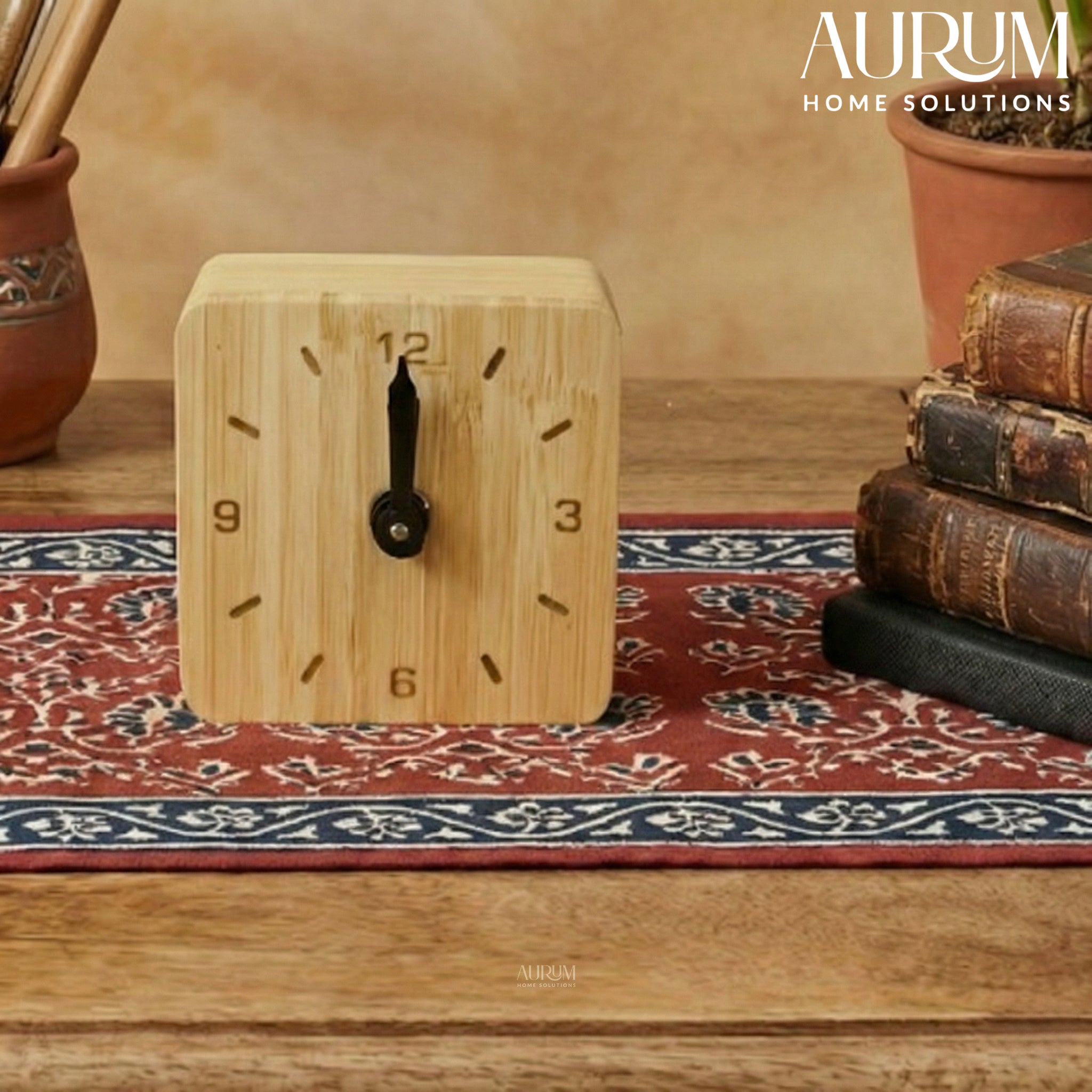 Table Clock Bamboo Desk Timepiece | Minimalist Decor