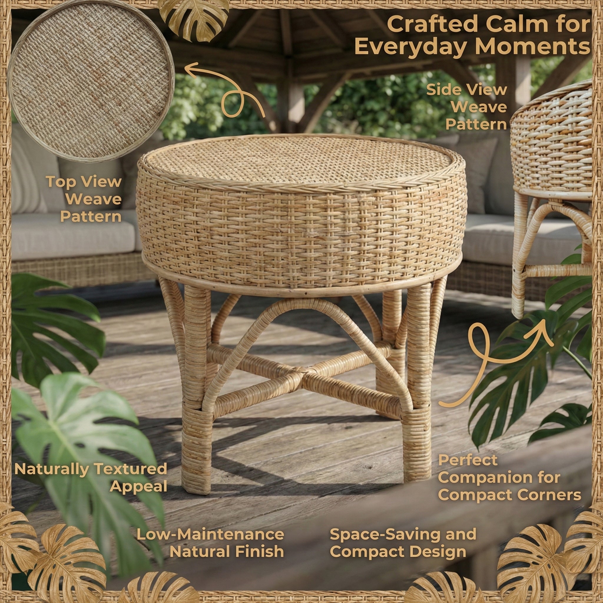 Coffee Table with Handwoven Rattan Top - Weavewood Edition
