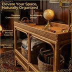 Console Table with Marvel Rattan Weaving and Two-Tier Design