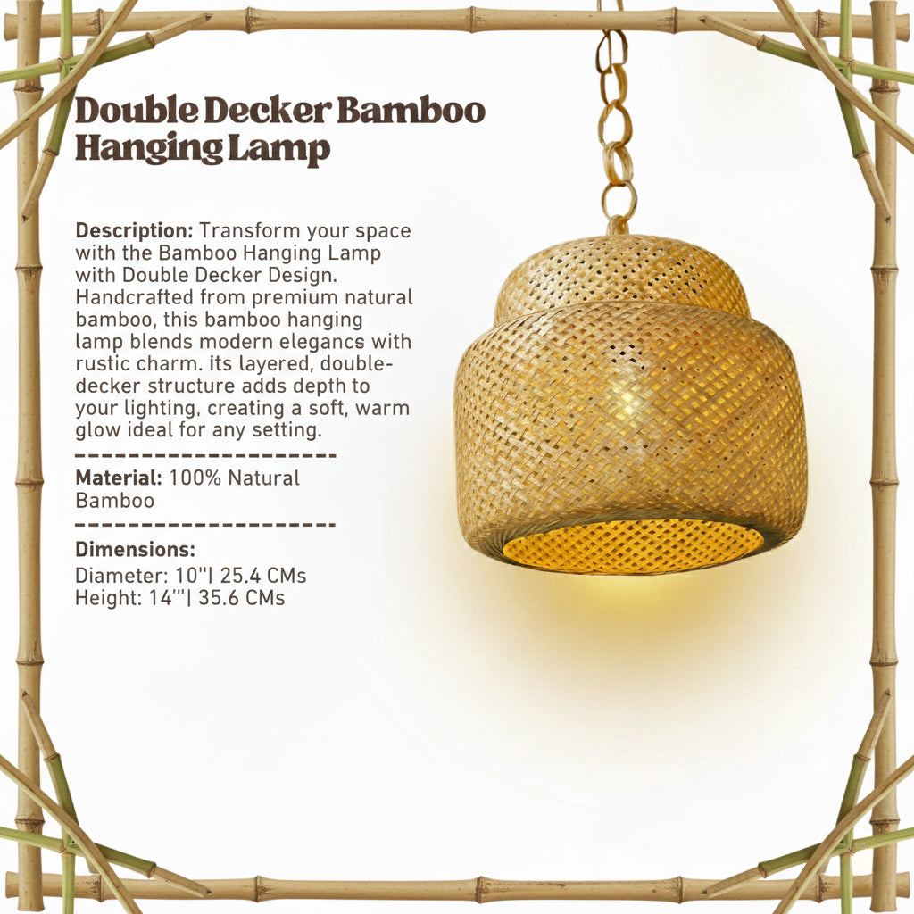 Bamboo Hanging Lamp with Double Decker Design