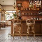 Rattan Bar Chair with Zephyr Weave Cushioned Seat