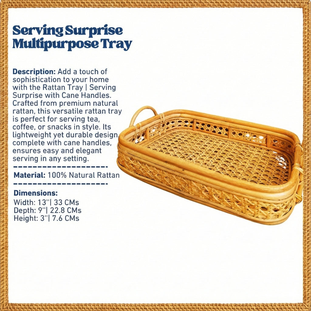 Rattan Tray | Serving Surprise with Cane Handles