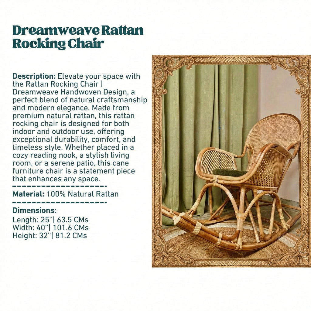 Rattan Rocking Chair | Dreamweave Handwoven Design for Indoors & Outdoors