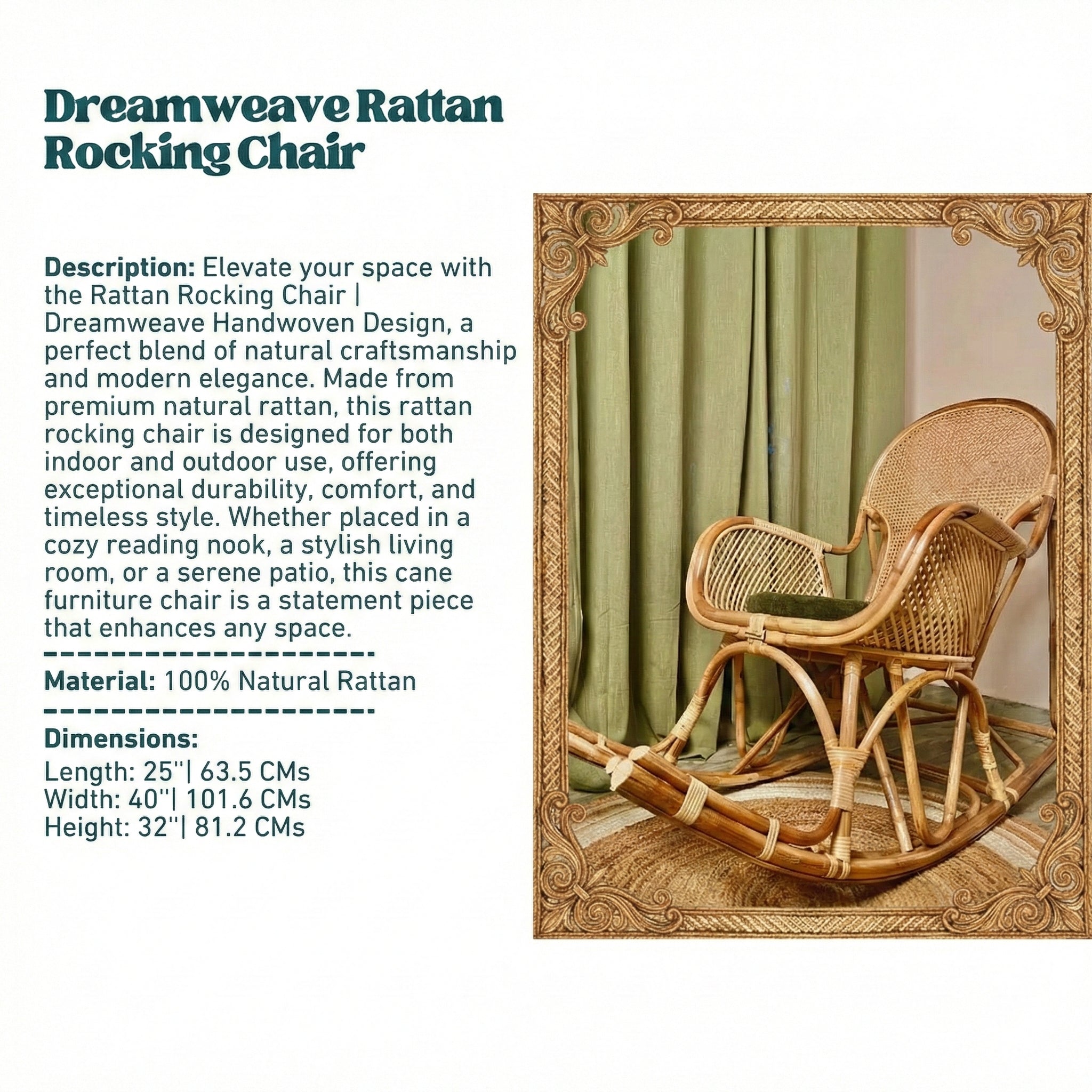 Rattan Rocking Chair | Dreamweave Handwoven Design for Indoors & Outdoors
