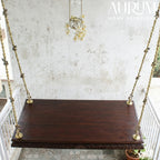 Carved Edge Teakwood Plank Swing