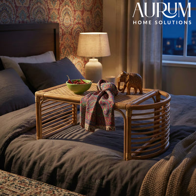 Bed Study Table with Blissful Rattan Design