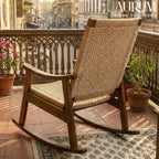 Handcrafted Teakwood Wicker Rocking Chair