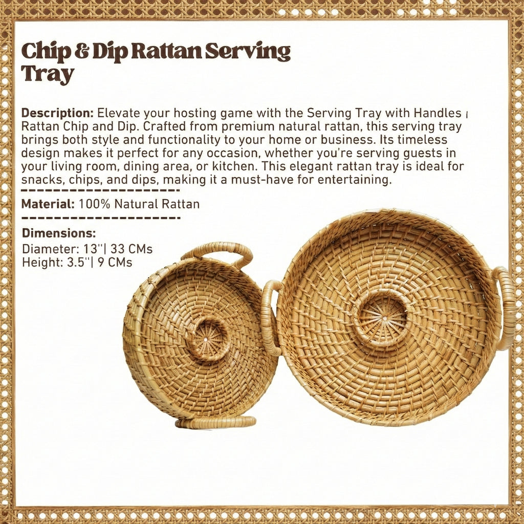 Serving Tray with Handles | Rattan Chip and Dip