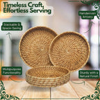 Serving Tray Set of 3 | Celestial Charm Trio Circular Rattan