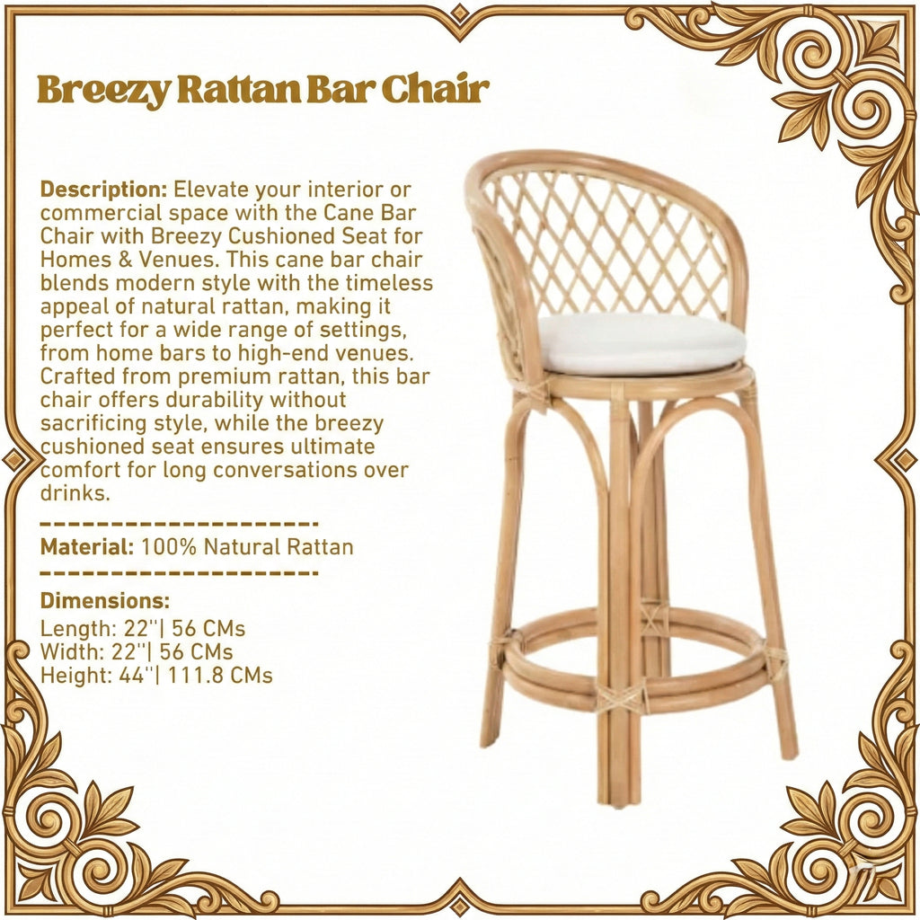 Cane Bar Chair with Breezy Seat for Homes & Venues