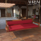 Red Back Upholstered Heritage Style Handmade Wooden Swing