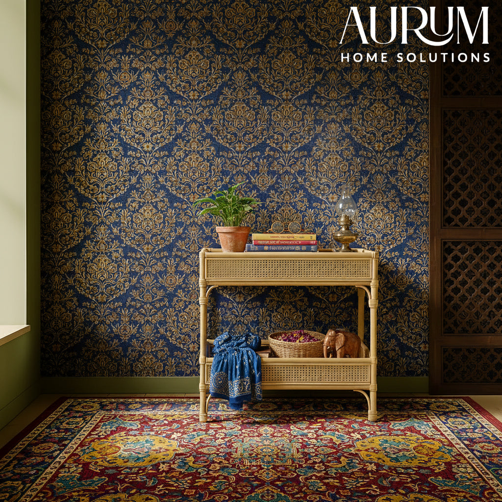 Console Table with Quirky 2-Tier Trendy Rattan Storage