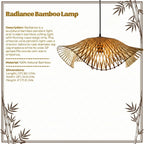 Radiance Bamboo Hanging Lamp - Wave-Edge Chevron Cane