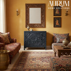 Premium Handcarved 3-Drawer Indigo Chest of Drawer