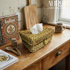 Tissue Box with EcoLoom Handwoven Water Hyacinth Design