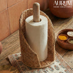 Paper Towel Holder Jiggler with Natural Rattan Weave