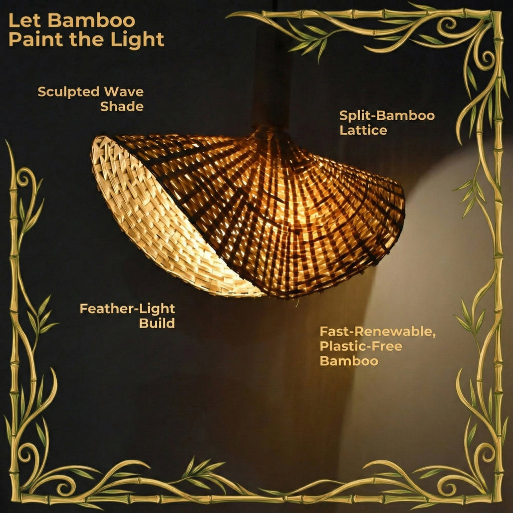 Japandi Dream Bamboo Hanging Lamp - Handwoven Pendant Light