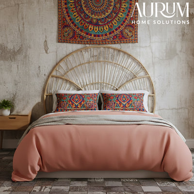 CasaWave Rattan Headboard - Sunburst Cane Design