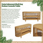 Console Table with Rattan Shelving for Entertainment Spaces