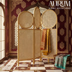 Room Partition Circle Screen Rattan Divider with Folding Panels