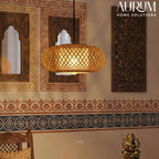 Oval Cage Bamboo Hanging Lamp - Open Lattice Cane