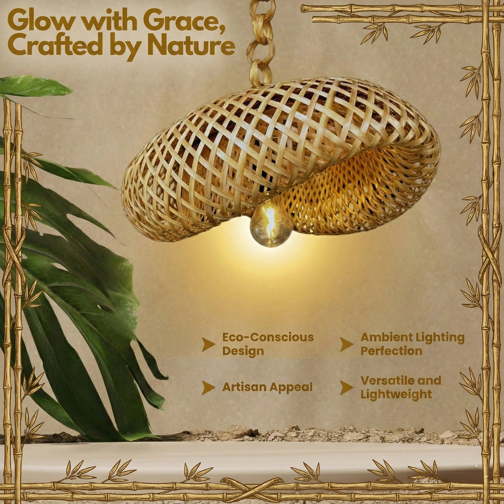 Bamboo Hanging Lamp with Spiral Design for Indoor & Outdoor Use