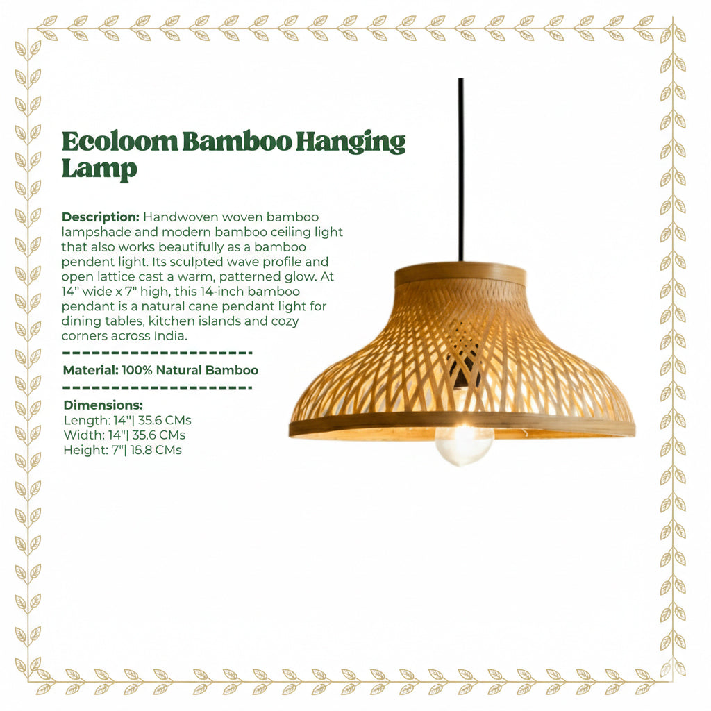EcoLoom Bamboo Hanging Lamp - Flared Lattice Pendant
