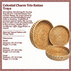 Serving Tray Set of 3 | Celestial Charm Trio Circular Rattan
