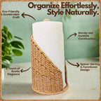 Paper Towel Holder Jiggler with Natural Rattan Weave