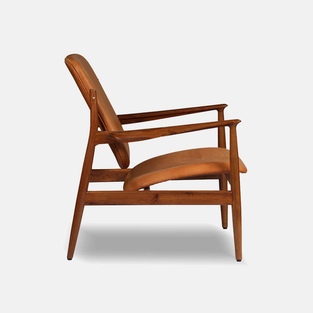 Handcrafted Teakwood Leatherette Chair