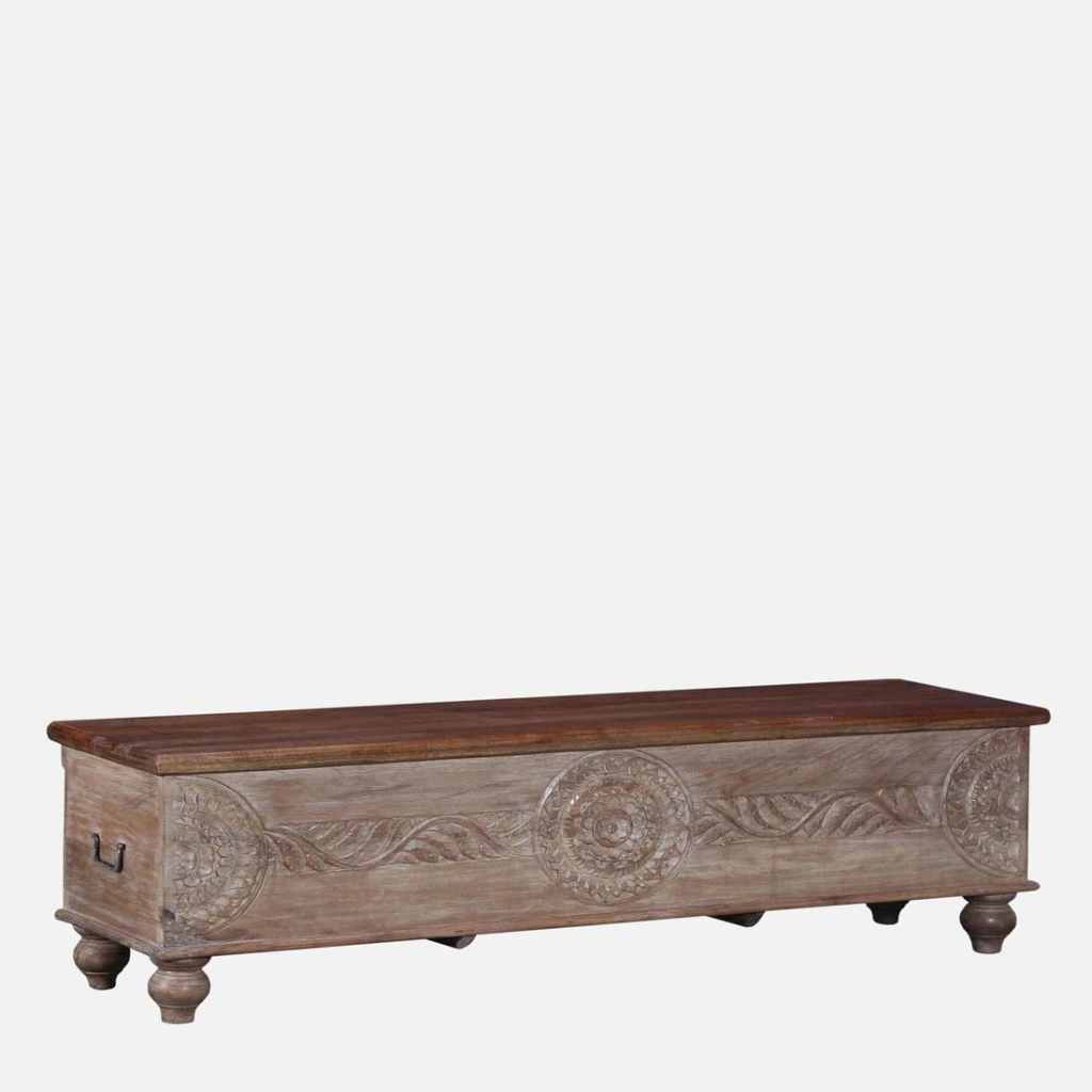 Heritage Distress Finish Wooden Storage Trunk