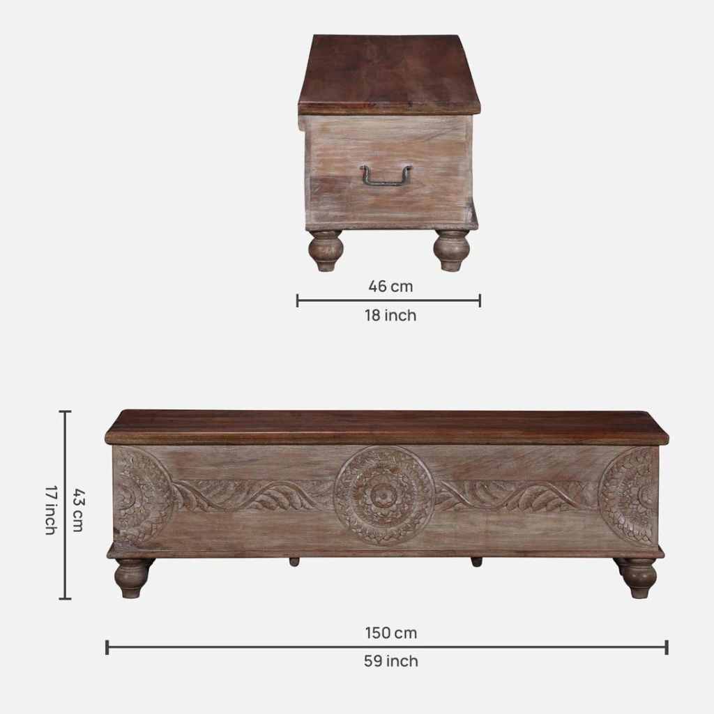 Heritage Distress Finish Wooden Storage Trunk