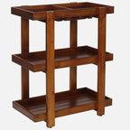 Regal Teak Finish Wooden Bar Trolley