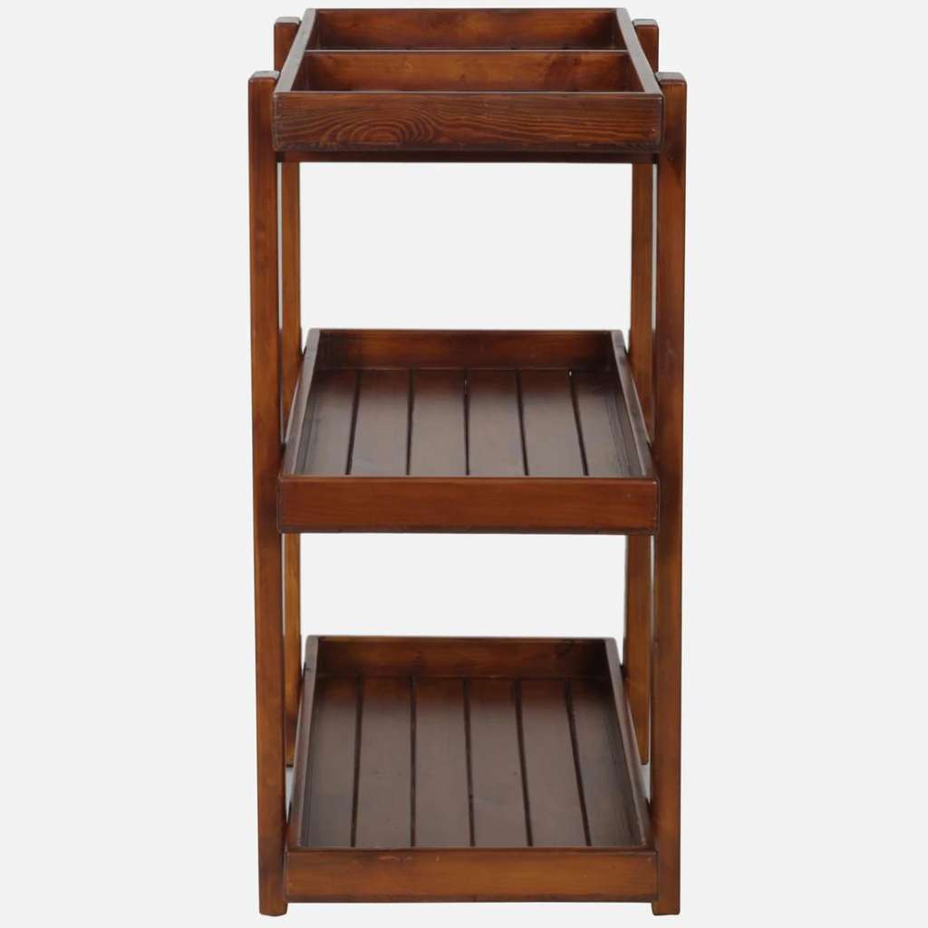 Regal Teak Finish Wooden Bar Trolley