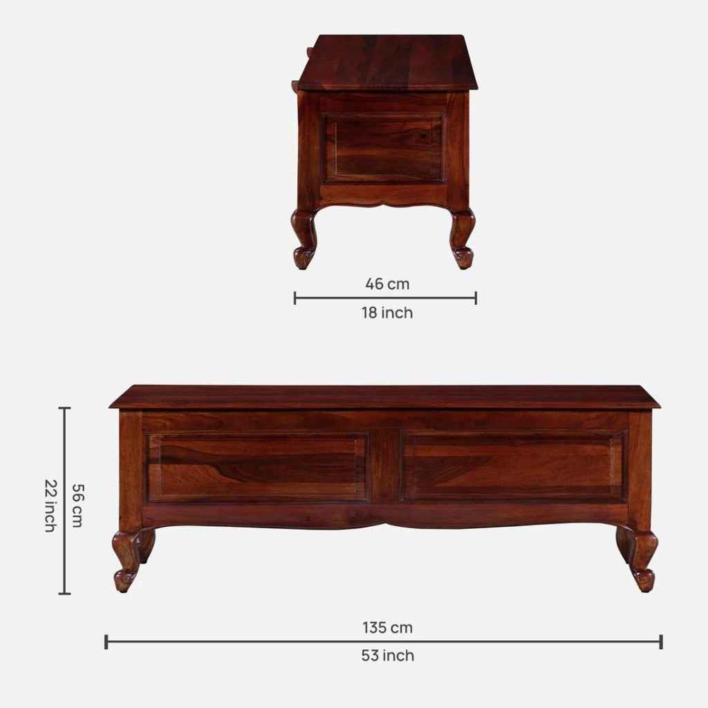 Solid Sheesham Wood Trunk in Honey Oak Tone