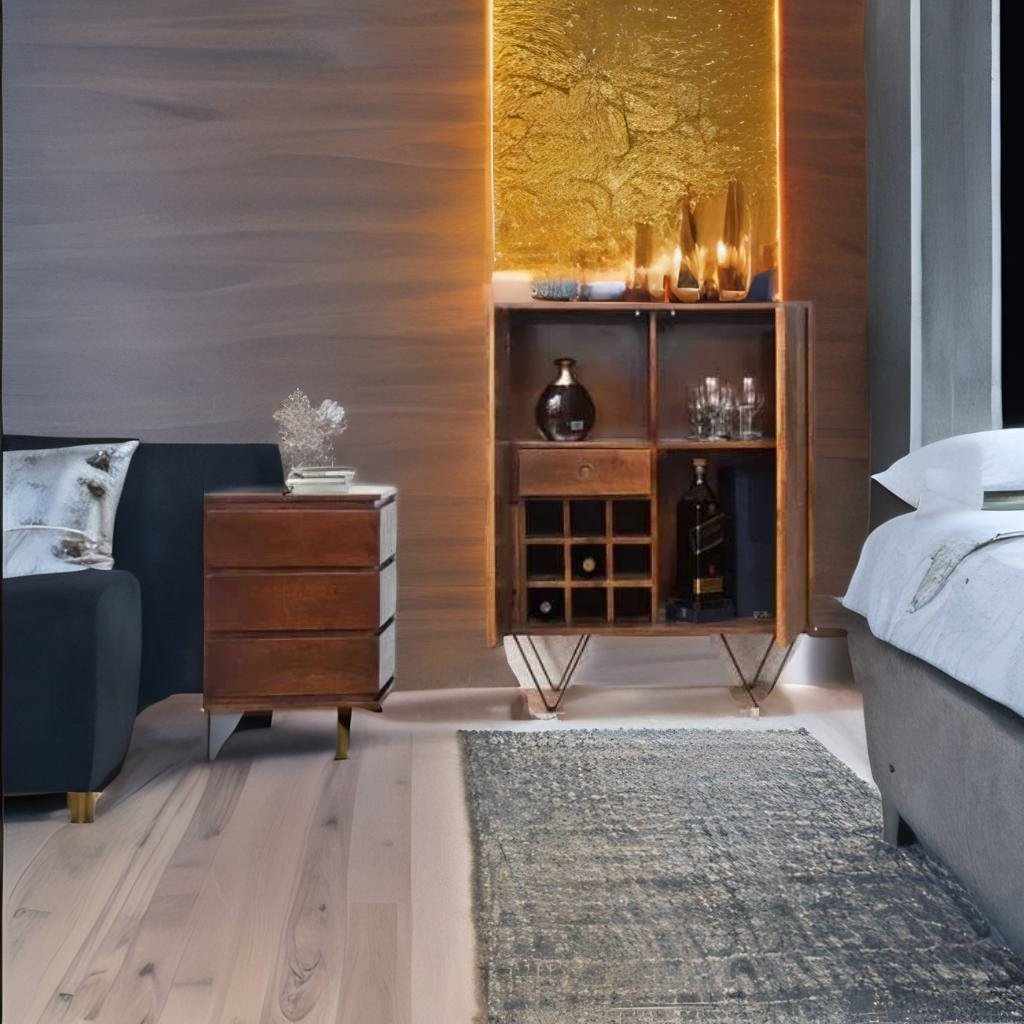 Luxe Touch Mango Wood Bar Cabinet