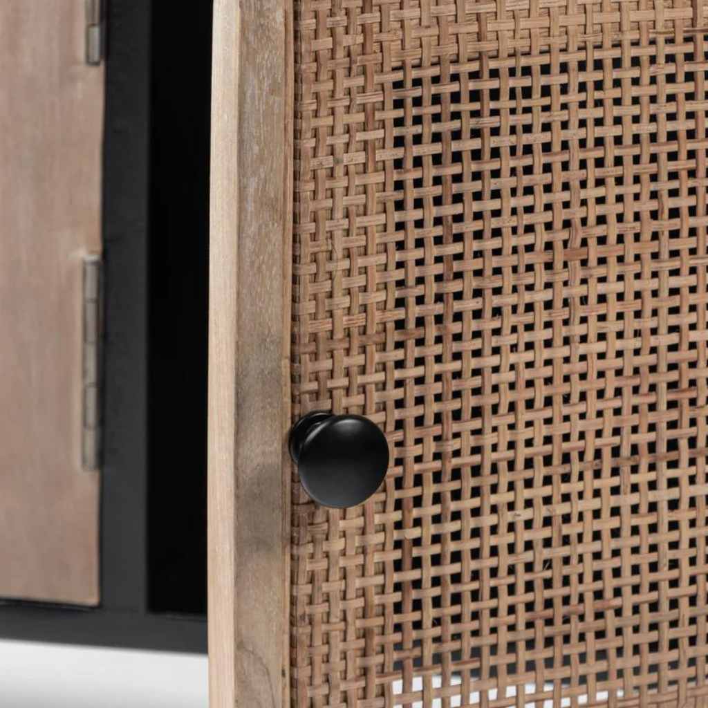 Coastal Charm TV Stand in Wood and Rattan